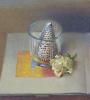 Schelp in glas, op boekje Tissing